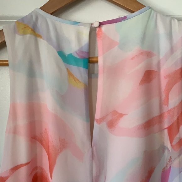 𝅺NWT Calvin Klein Printed Watercolor Floral Chiffon Trapeze Dress Size 10 - Picture 6 of 10